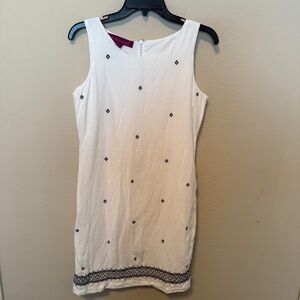MIX NOUVEAU Womens Embroidered LINEN BLEND Sleeveless Shift Dress Size 6P